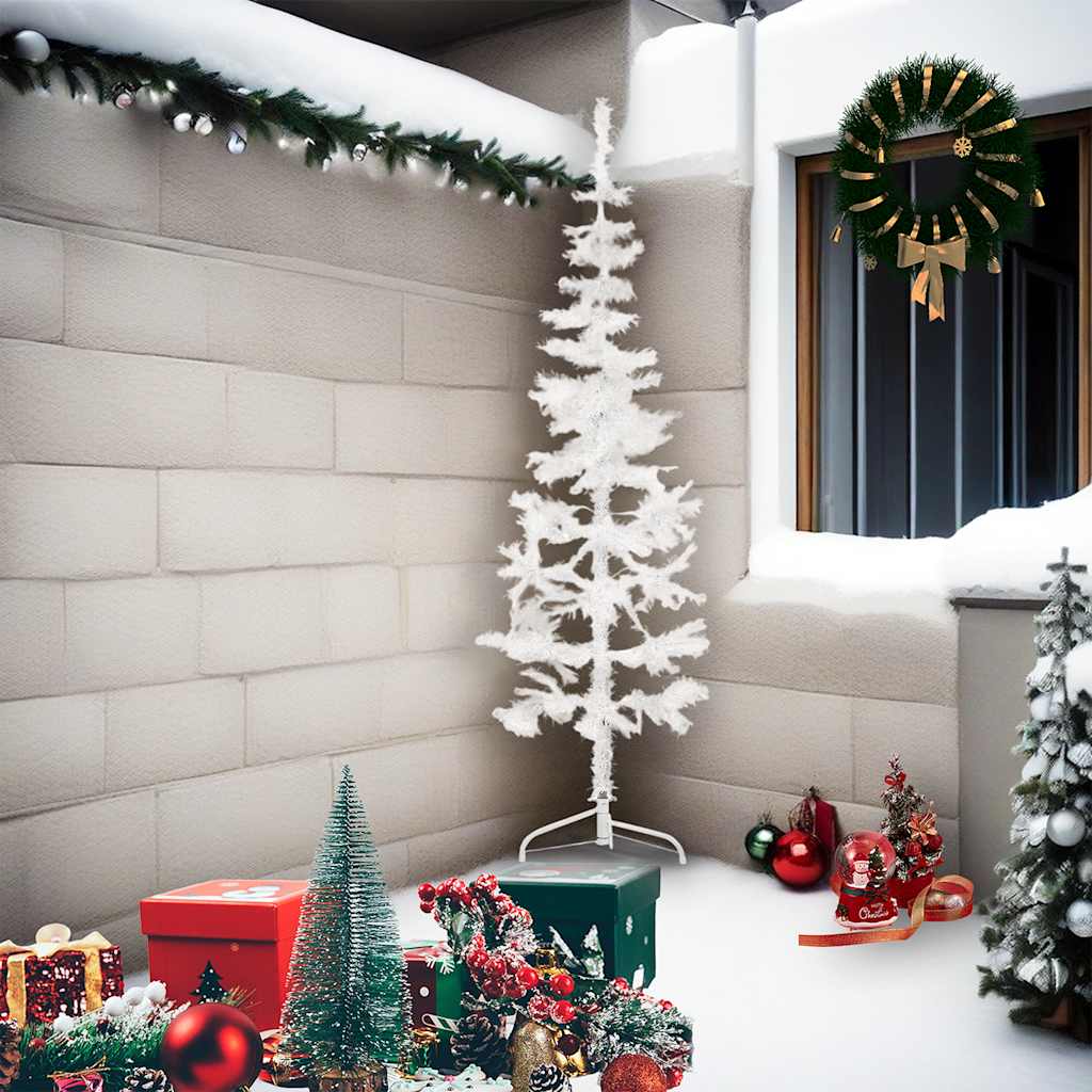 Vidaxl Kunstkerstboom halvdelen med standard smal 210 cm hvid