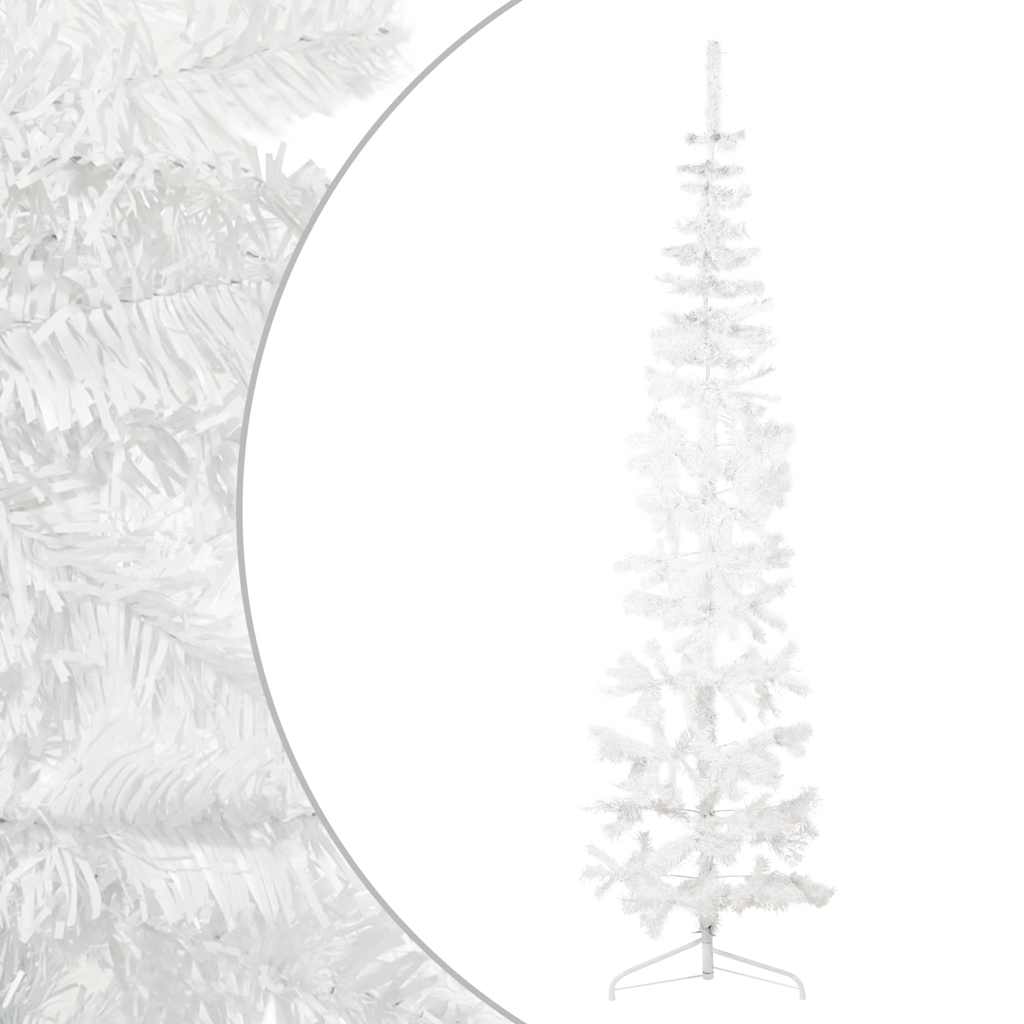 Vidaxl Kunstkerstboom halvdelen med standard smal 210 cm hvid
