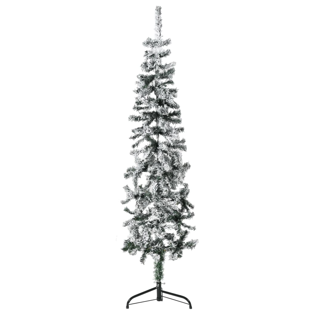 Vidaxl Kunstkerstboom halvt med sne smal 120 cm