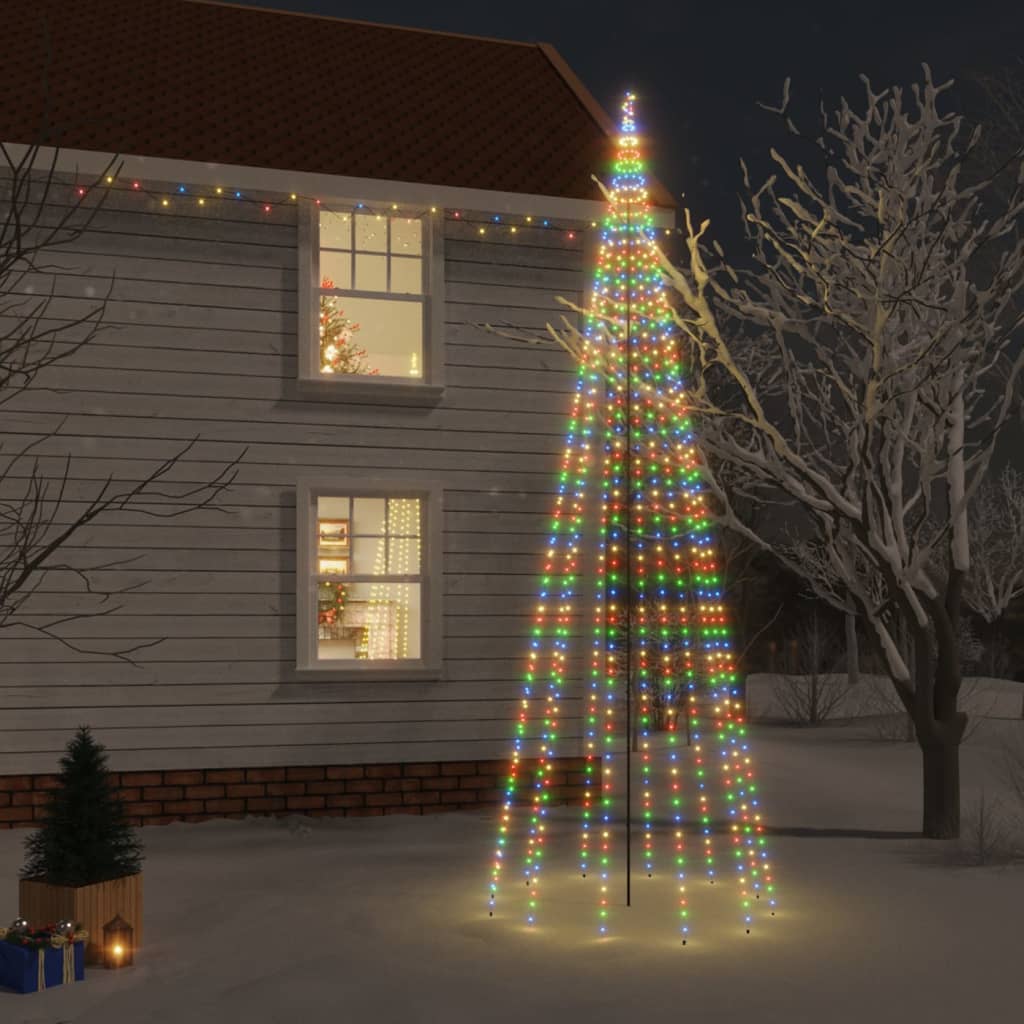 Vidaxl juletræ med jordnål 732 LED'er Multi -farvet 500 cm