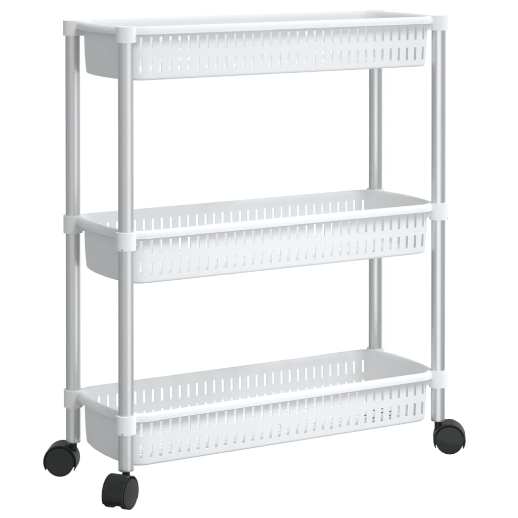 Vidaxl Storage Trolley 3 Layer Aluminium Silver and White