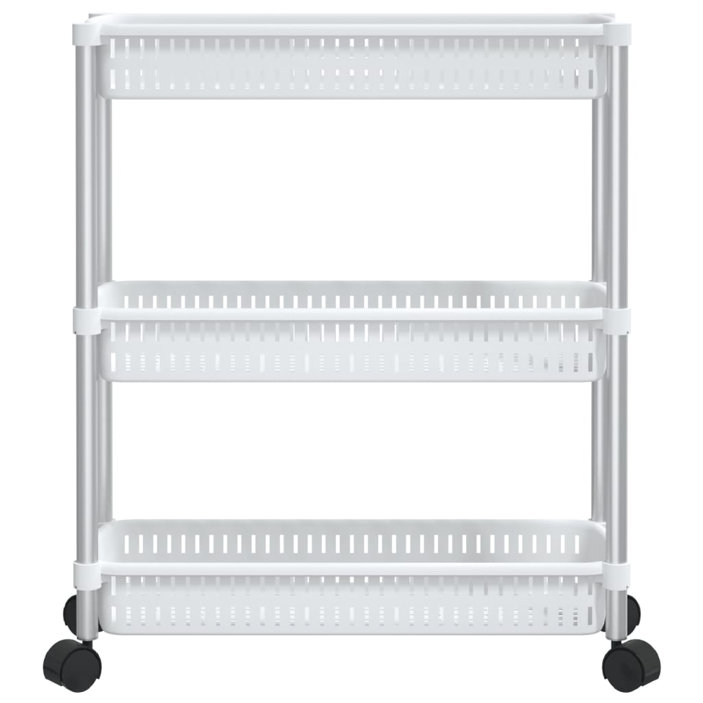 Vidaxl Storage Trolley 3 Layer Aluminium Silver and White
