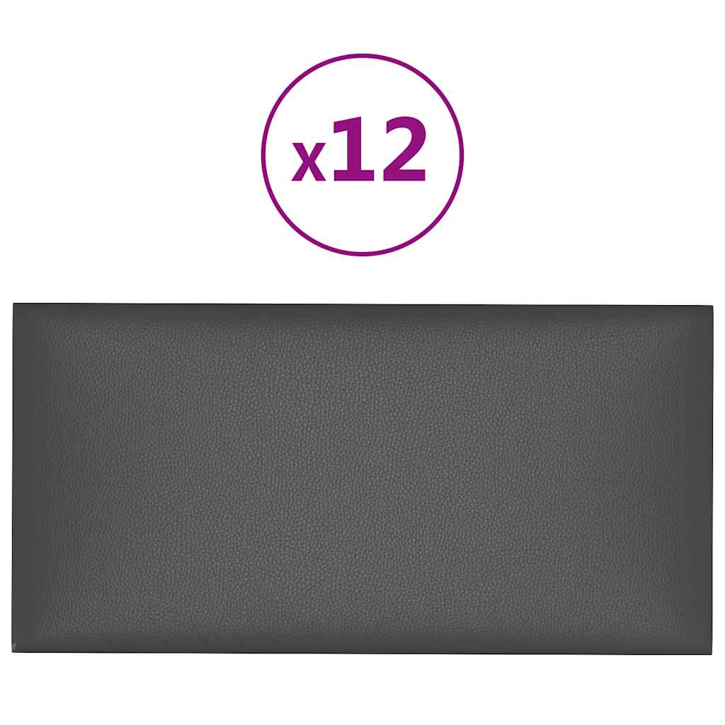Vidaxl vægpaneler 12 stk 0,54 m² 30x15 cm Kunstig lædergrå