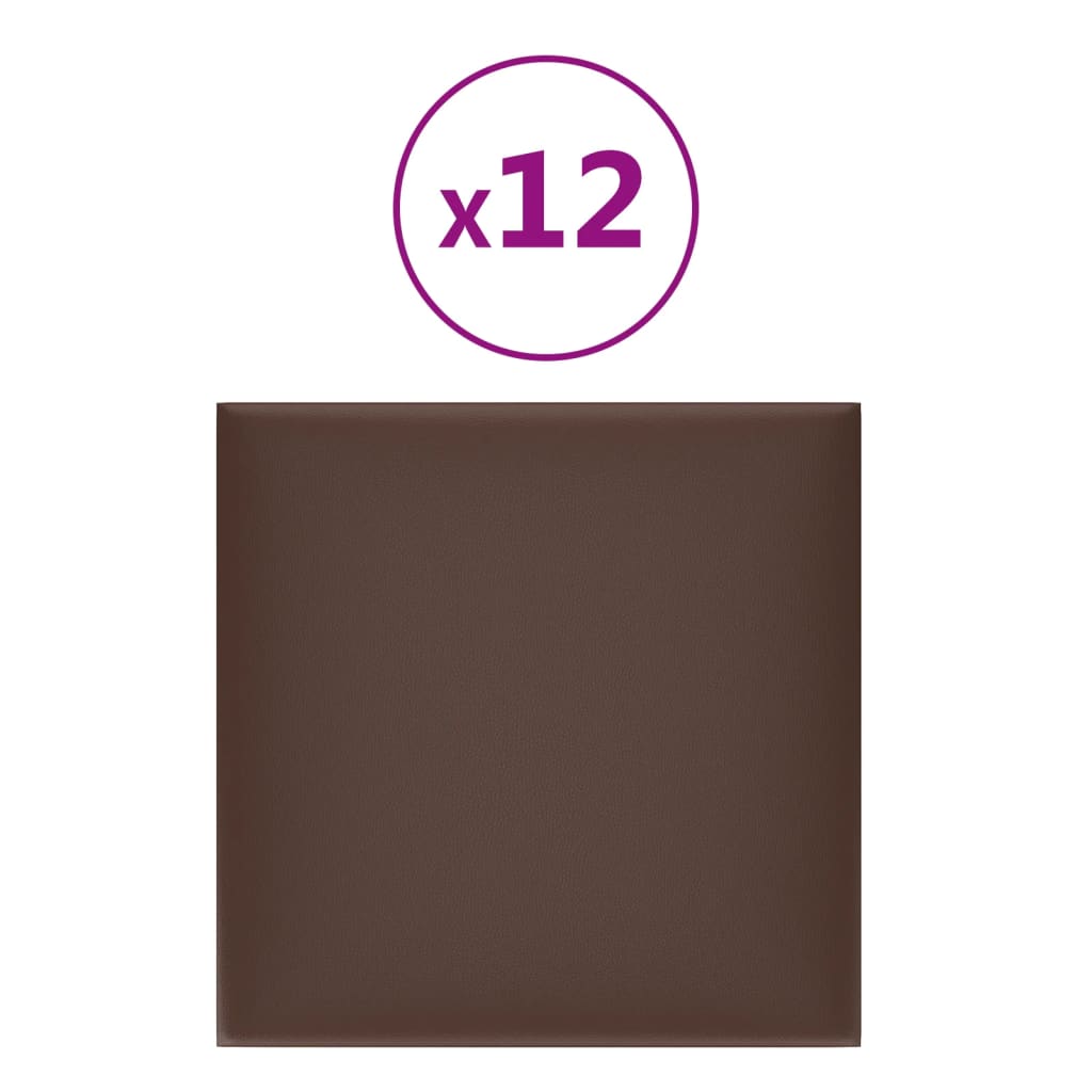 Vidaxl vægpaneler 12 st 1,08 m² 30x30 cm kunstig læderbrun