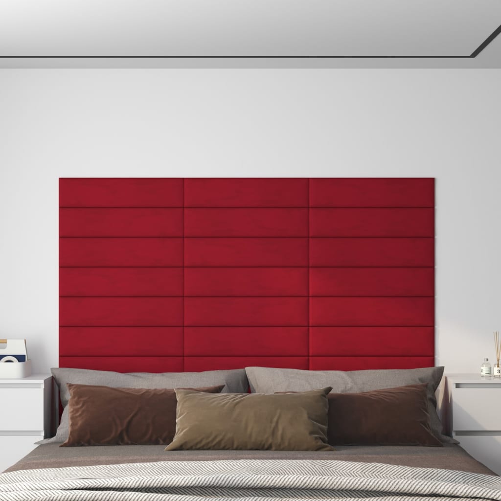 Vidaxl vægpaneler 12 ST 1,08 m² 60x15 cm Velvet Wine Red