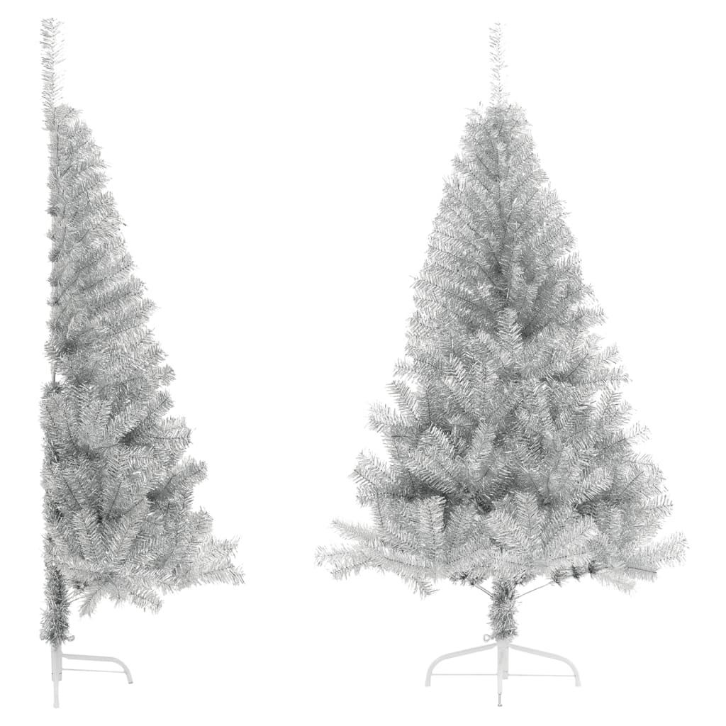 VidaXL kunstig juletræshalvdel med standard 120 cm hætte sølvfarvet