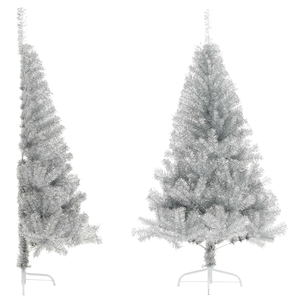 Vidaxl Kunstkerstboom halvdelen med standard 150 cm cap sølvfarvet