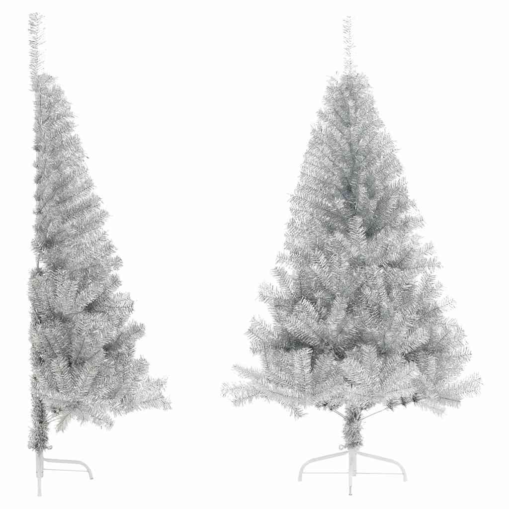 Vidaxl Kunstkerstboom halvdelen med standard 180 cm cap sølvfarvet