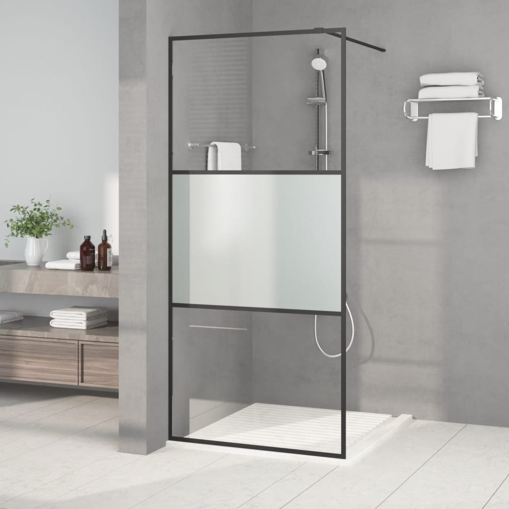 Vidaxx brusekabine 90x195 cm semi-mat ESG glas sort