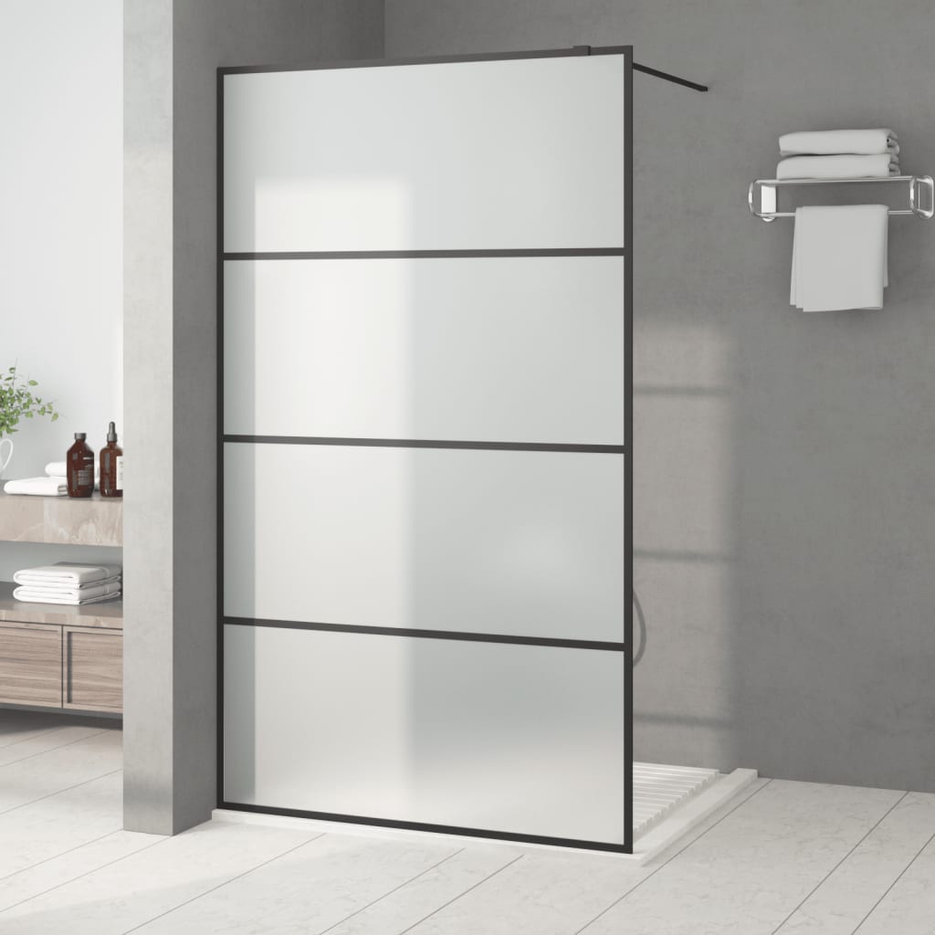 Vidaxl walk-in brusevæg 115x195 cm Mat esg glas sort