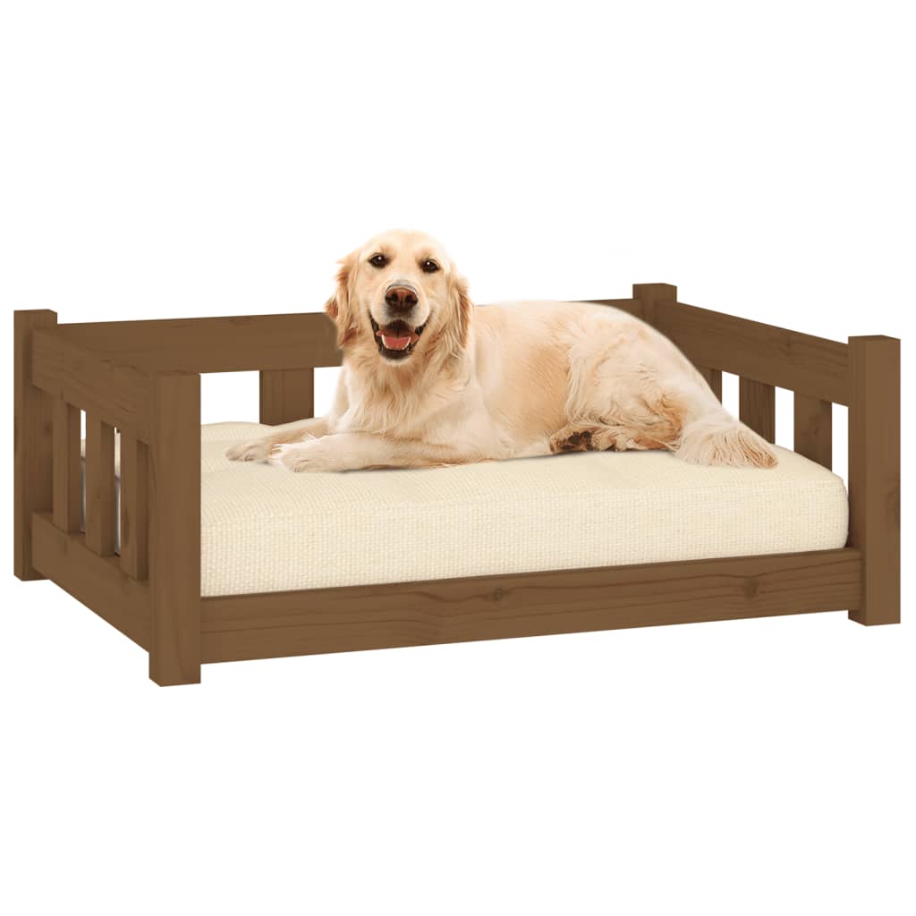 Vidaxl Dog Basket 75.5x55.5x28 cm Solid fyrretræ Honningbrun