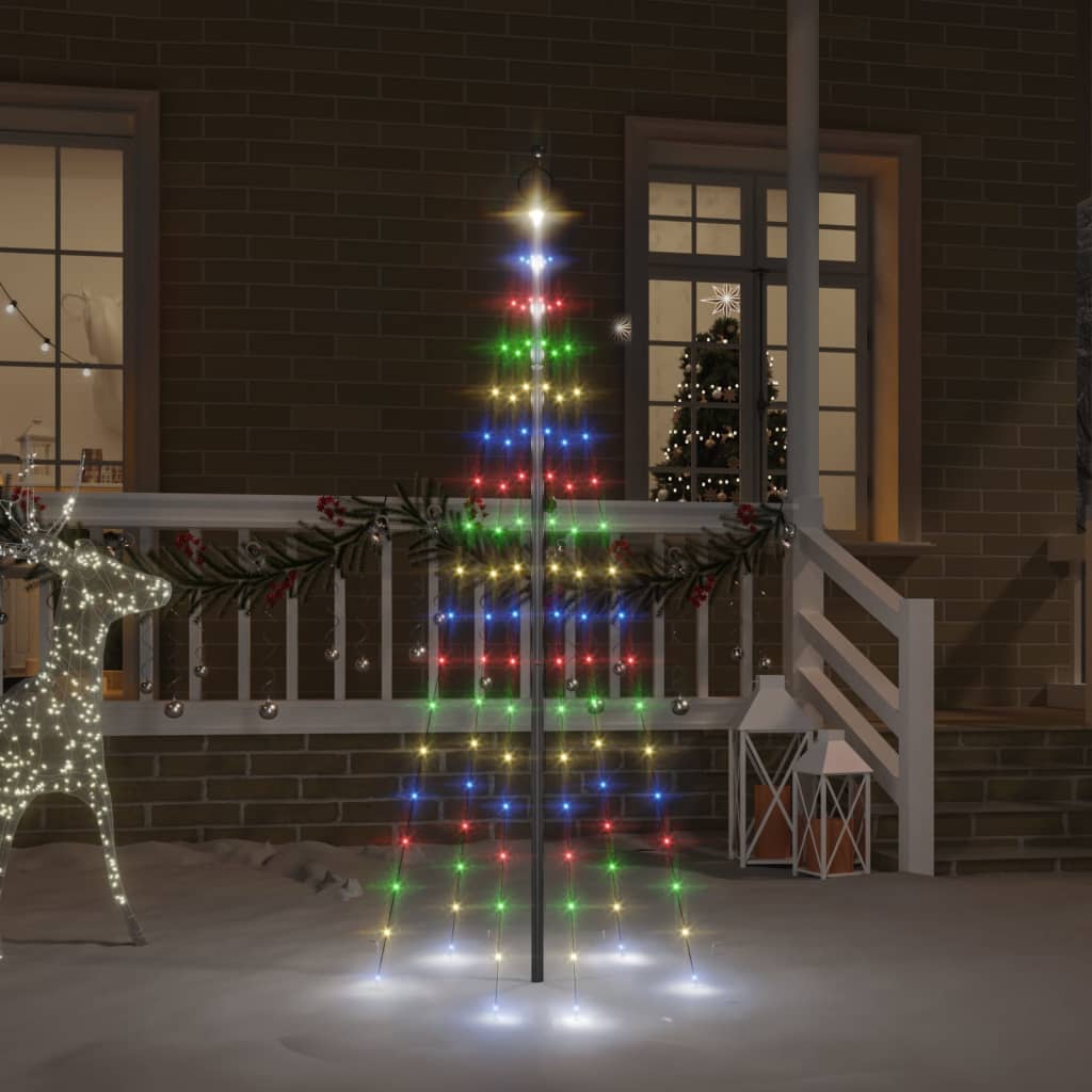 VidaXL flagstang juletræ 108 LEDs flerfarvet 180 cm