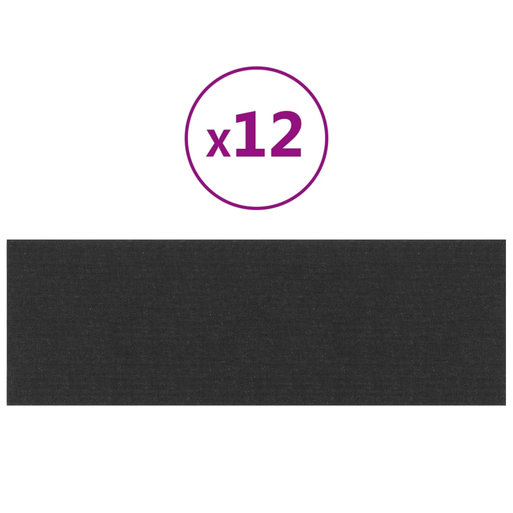 Vidaxl vægpaneler 12 ST 3,24 m² 90x30 cm stof sort