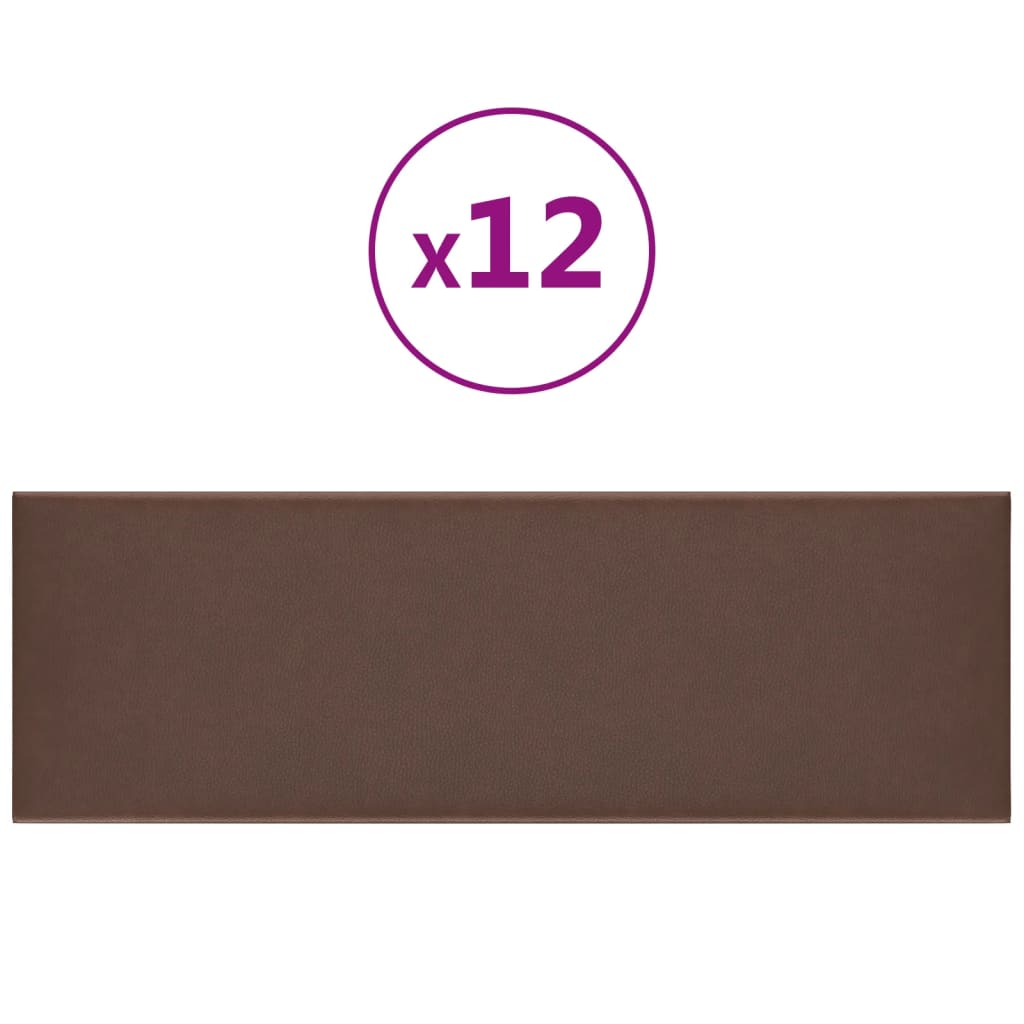 Vidaxl vægpaneler 12 ST 3,24 m² 90x30 cm Kunstig læderbrun
