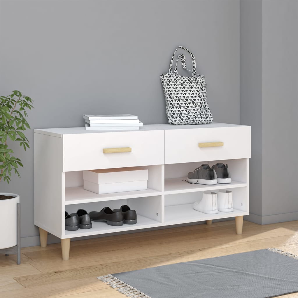 Vidaxl Shoe Cabinet 102x35x55 cm Forarbejdet træhvide