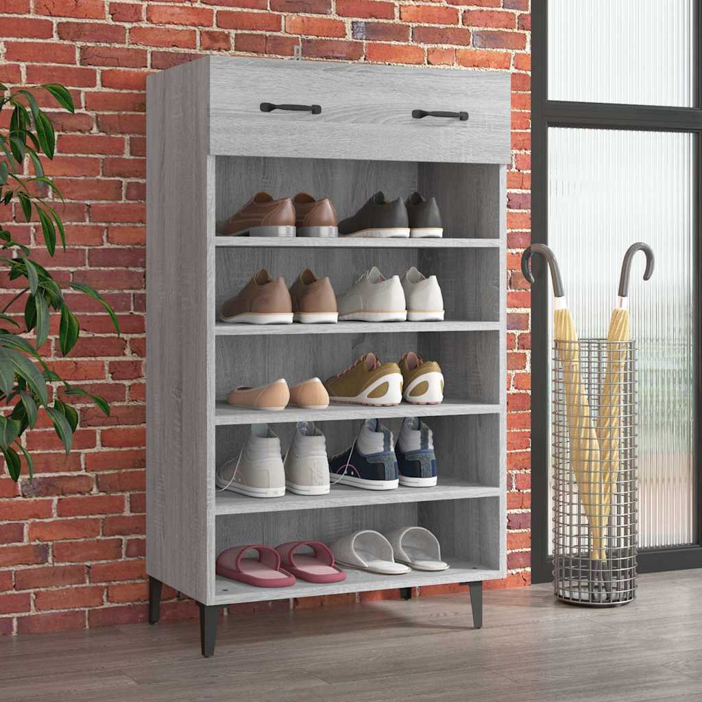 Vidaxl Shoe Cabinet 60x35x105 cm Property Wood Grey Sonoma Oak Color