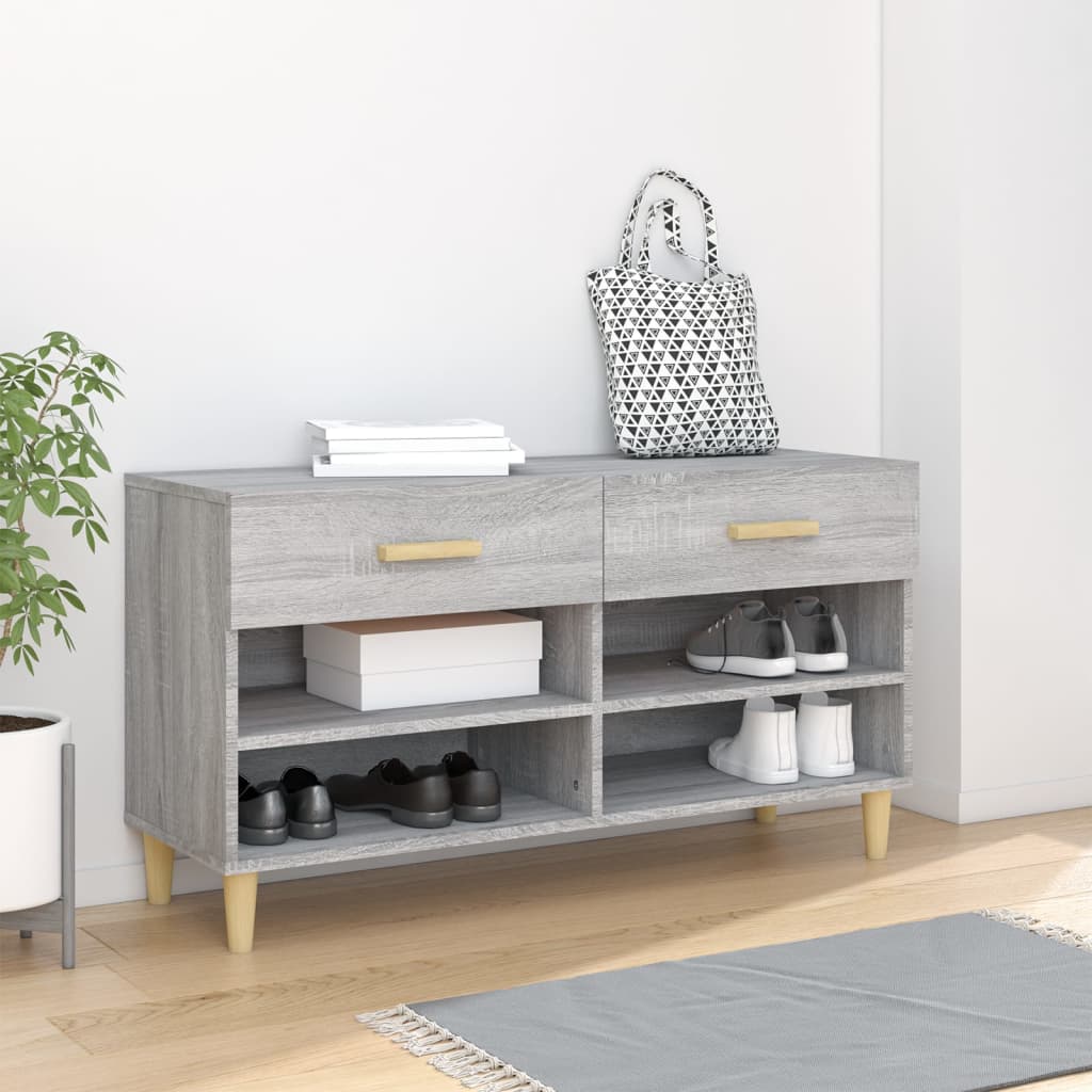 Vidaxl Shoe Cabinet 102x35x55 cm Property Wood Grey Sonoma Oak Color