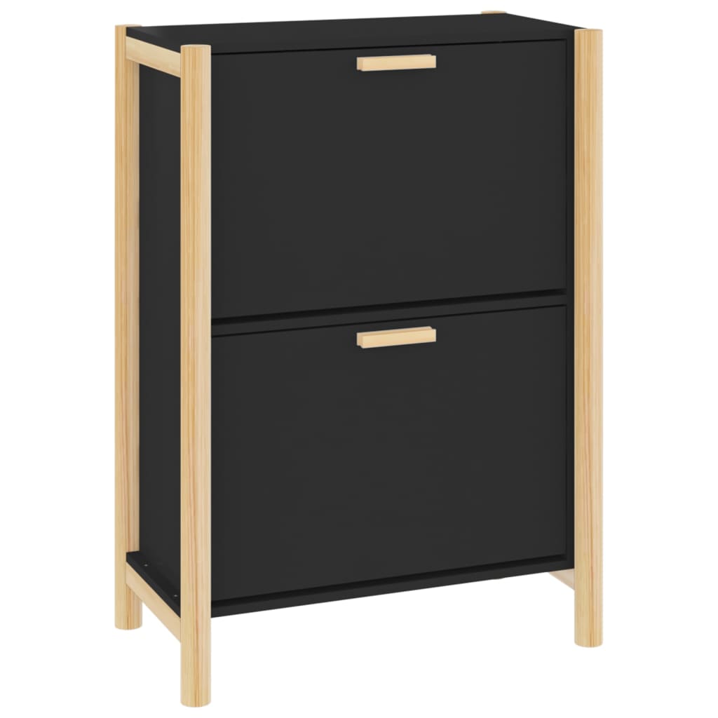 Vidaxl Shoe Cabinet 57.5x33x80 cm Property Wood Black