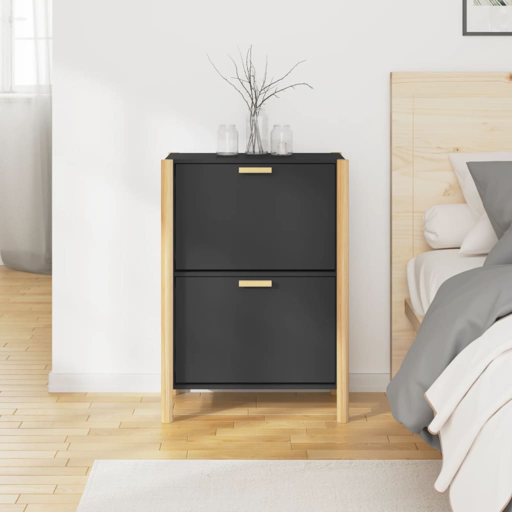 Vidaxl Shoe Cabinet 57.5x33x80 cm Property Wood Black