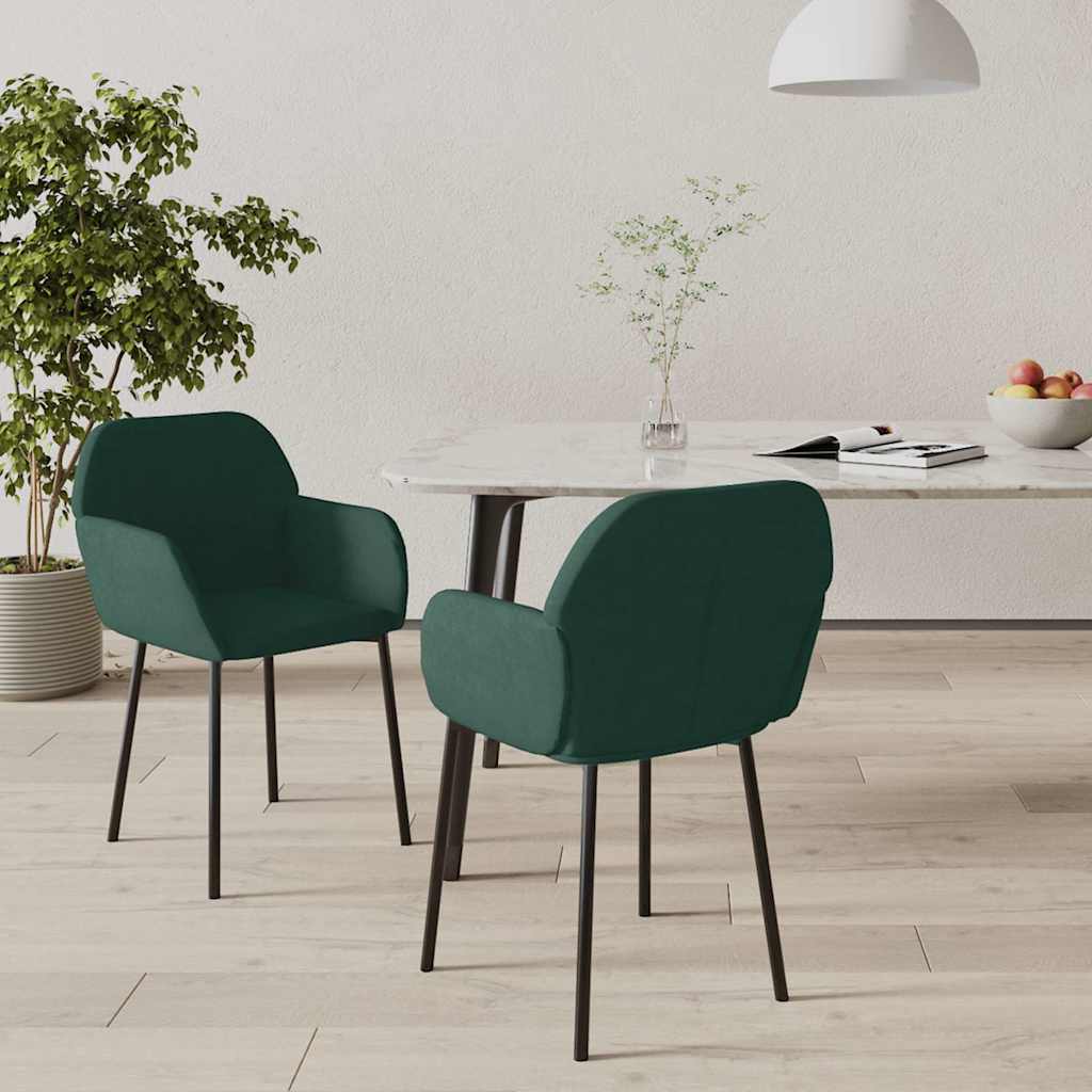 Vidaxl eetkamerstoelen 2 st fluweel donkergroen