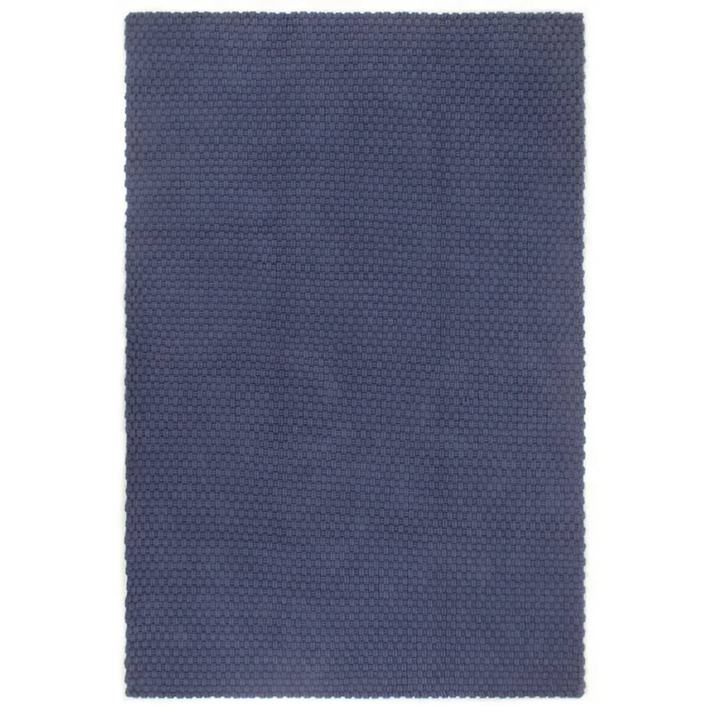 Vidaxl Rug Rectangular 160x230 cm Bomuld Navy Blue Blue