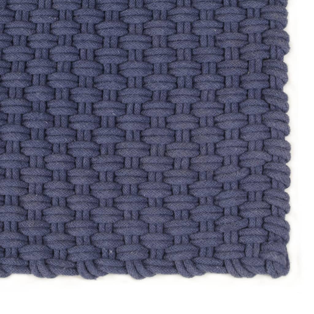 Vidaxl Rug Rectangular 160x230 cm Bomuld Navy Blue Blue