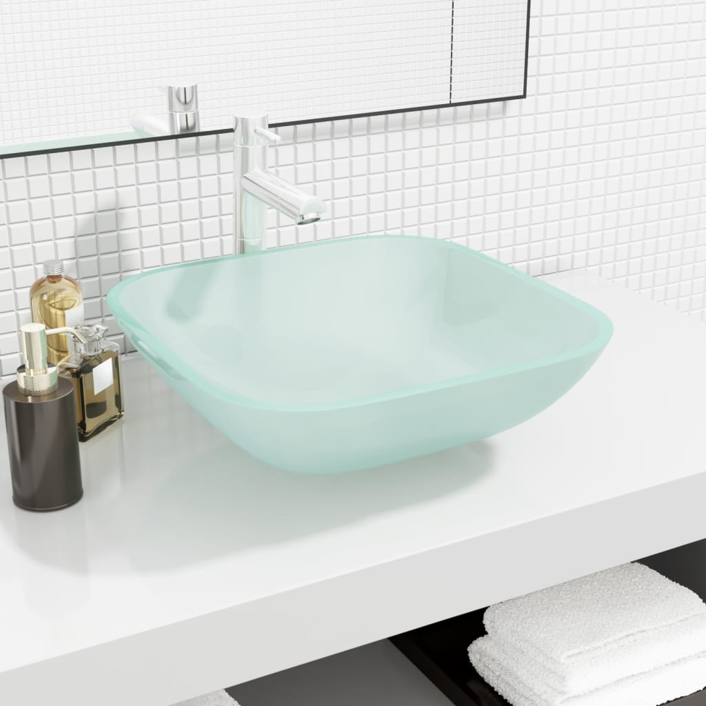 Vidaxl Washbasin 42x42x14 cm glas mat
