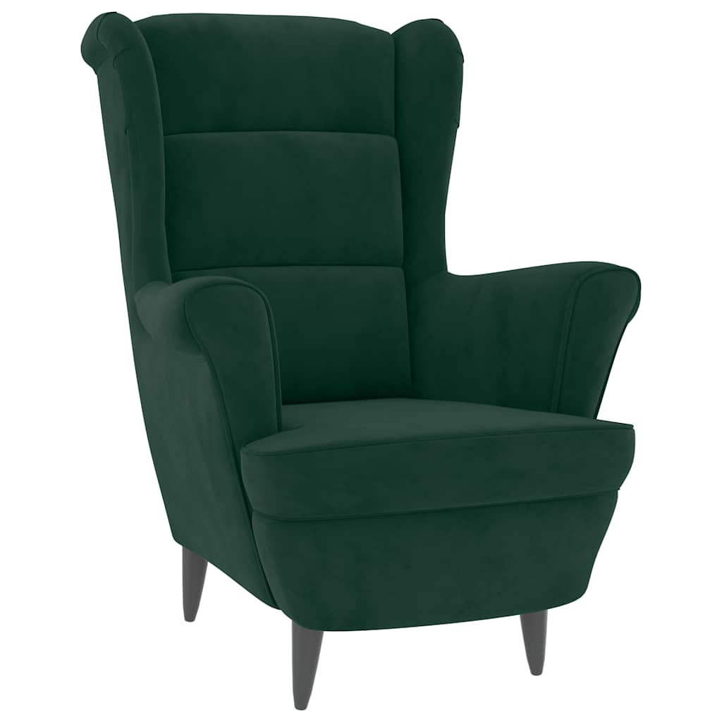 Vidaxl fauteuil met voetenbank fluweel donkergroen