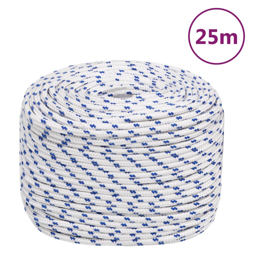 VidaXL bådreb 8 mm 25 m polypropylen hvid