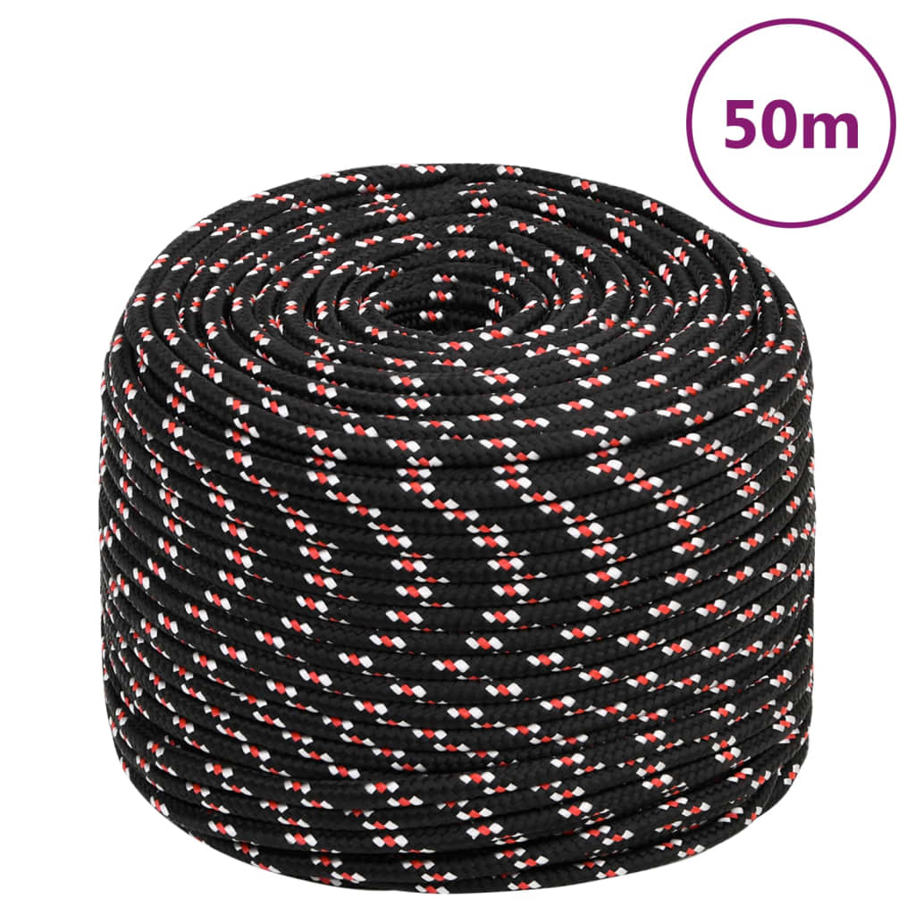 VidaXL bådreb 6 mm 50 m polypropylen sort