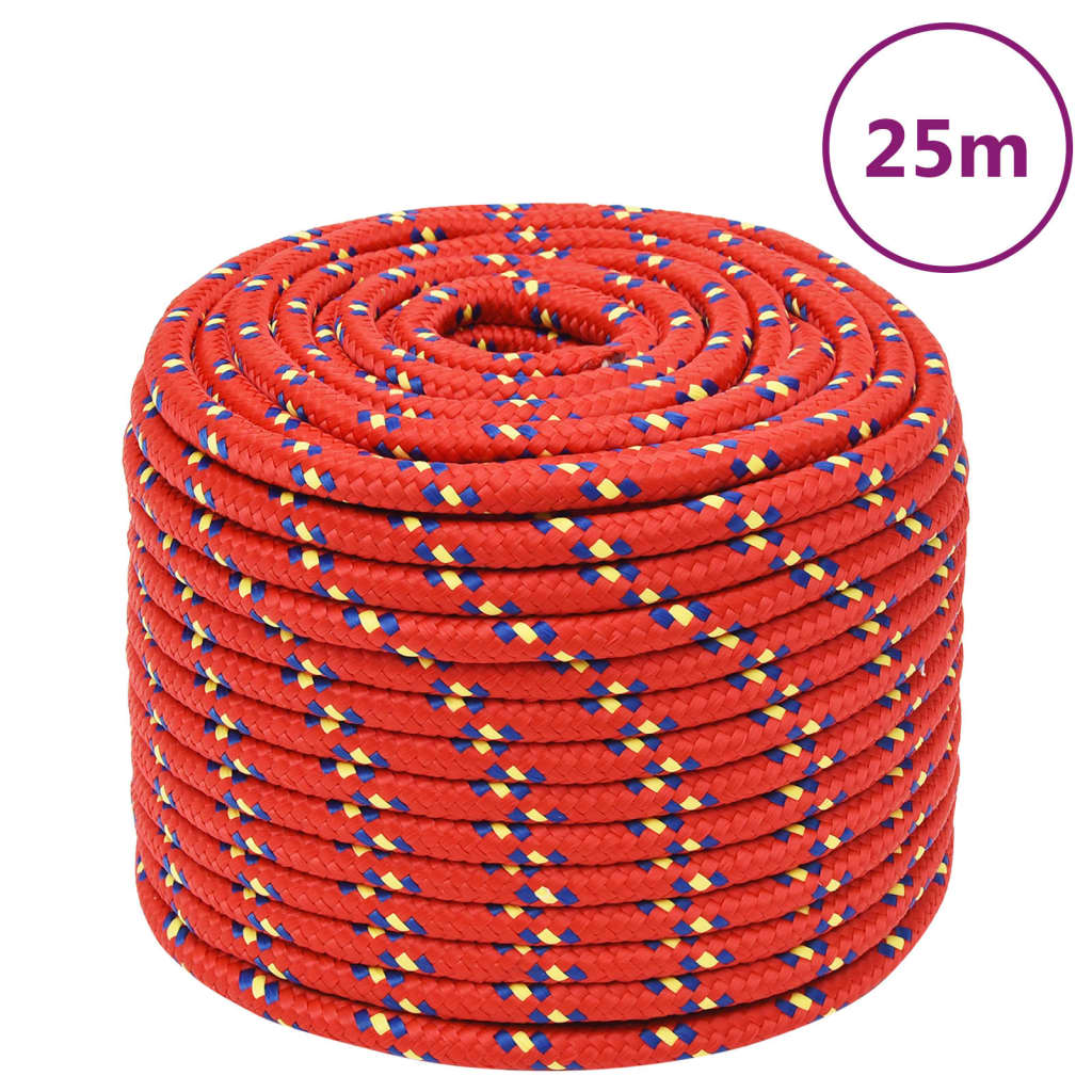 Vidaxxl bådreb 14 mm 25 m polypropylen rød