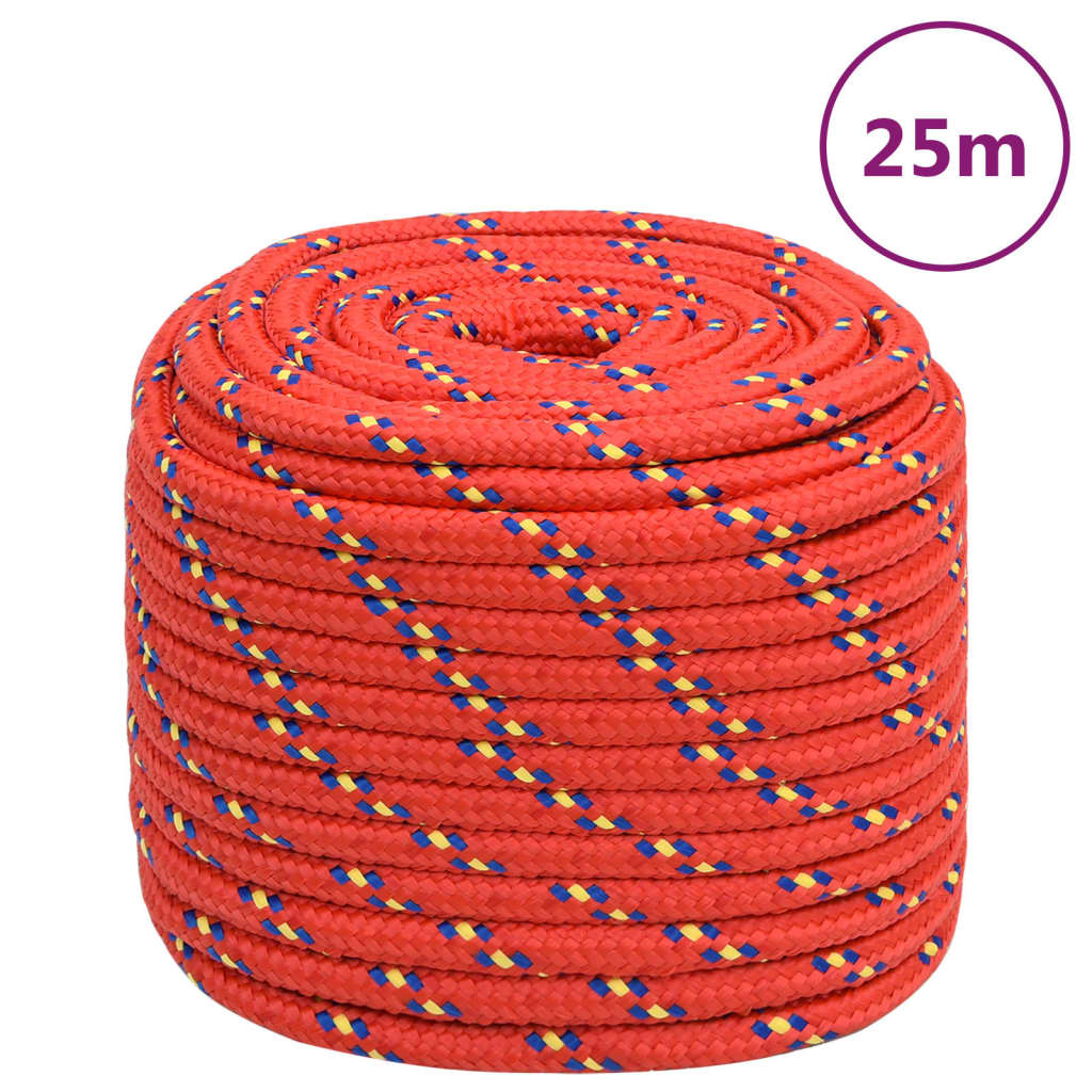 Vidaxxl bådreb 18 mm 25 m polypropylen rød