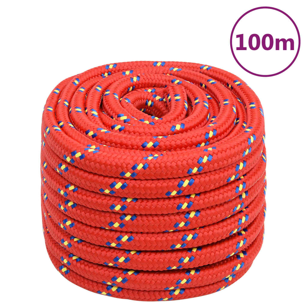 Vidaxxl bådreb 20 mm 100 m polypropylen rød