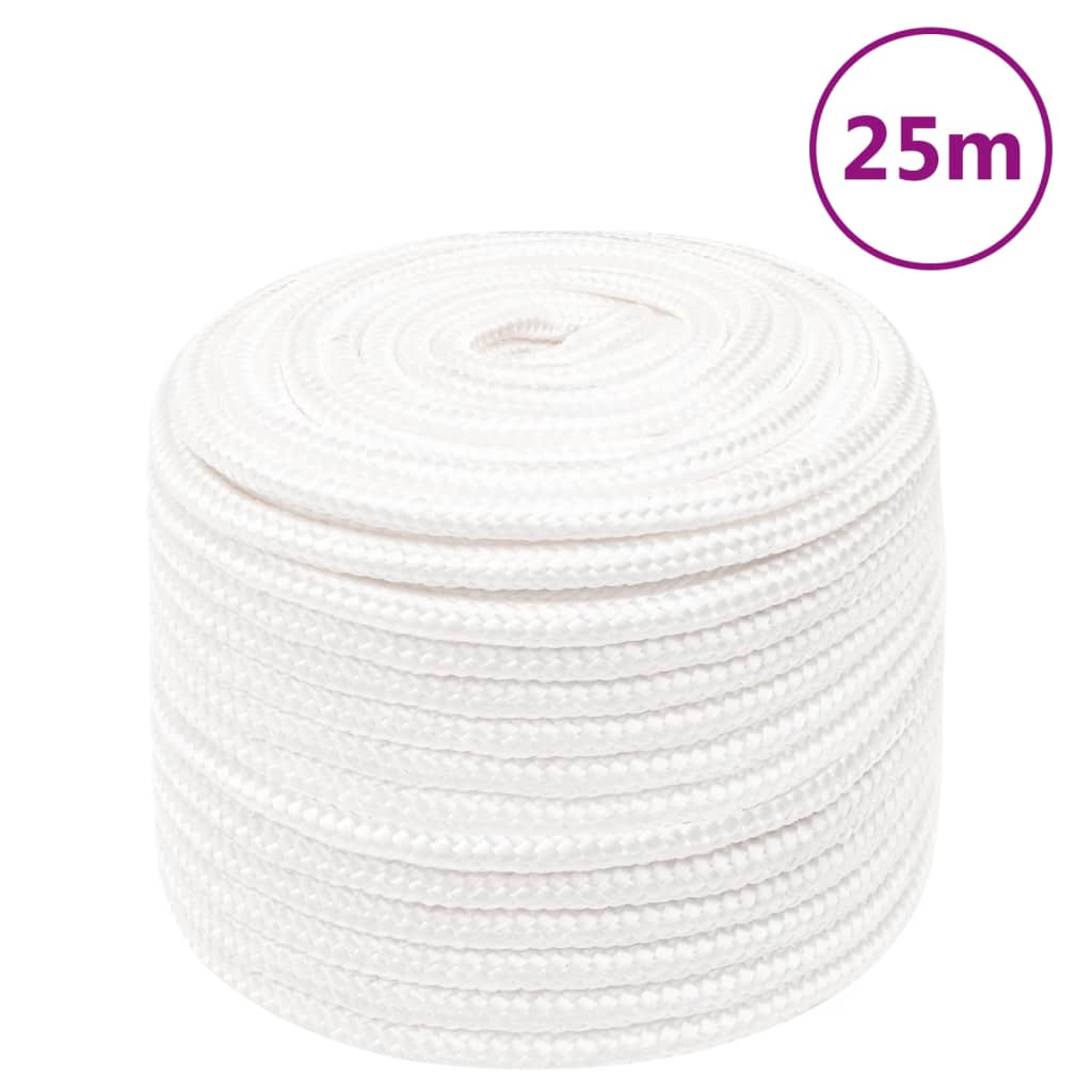 Vidaxl Boat Rope 12 mm 25 m Polypropylen Fast hvid