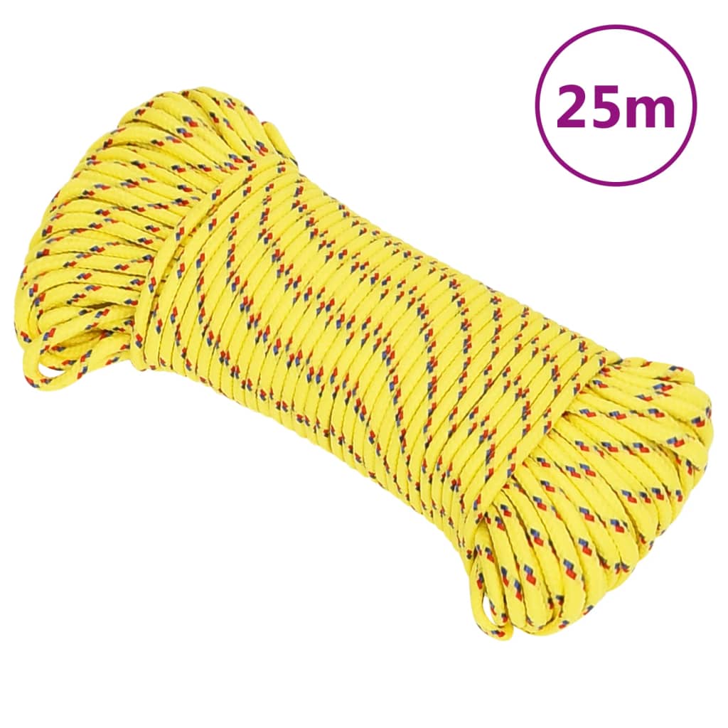 Vidaxxl bådtov 3 mm 25 m polypropylen gul
