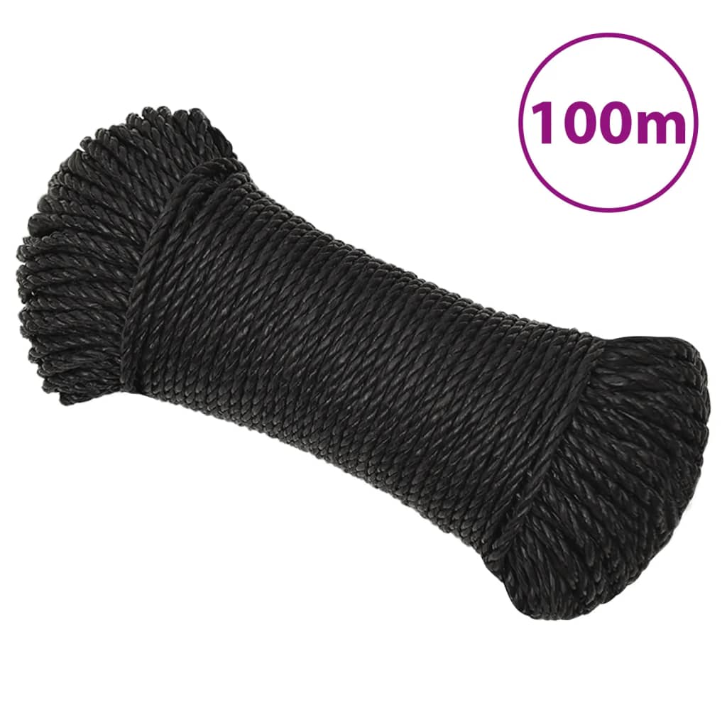 Vidaxx arbejdsreb 6 mm 100 m polypropylen sort
