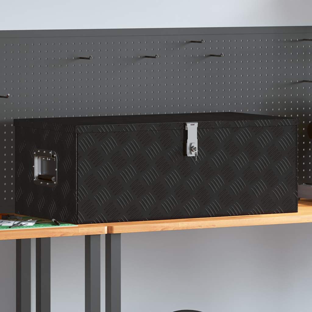 Vidaxl opbevaringsboks 90x47x33,5 cm aluminium sort