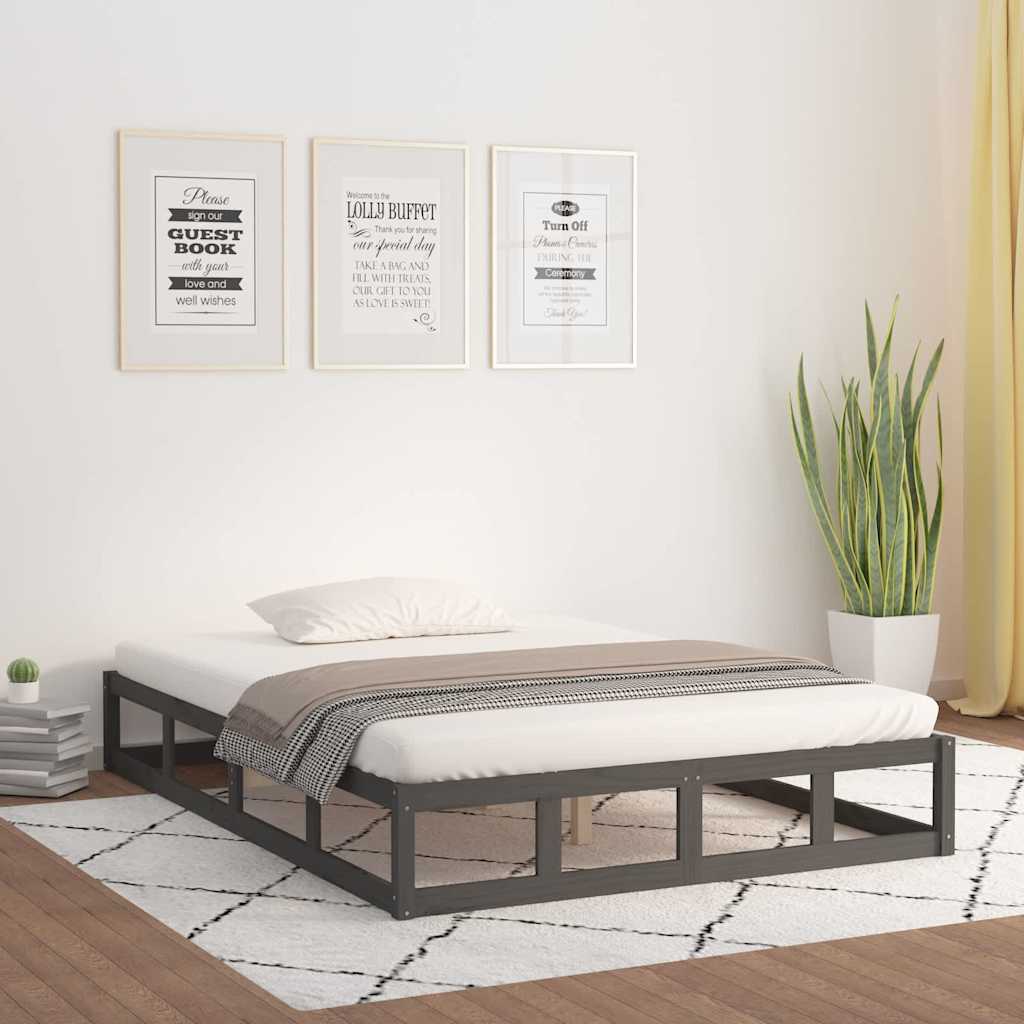 Vidaxl bedframe massief hout grijs 150x200 cm