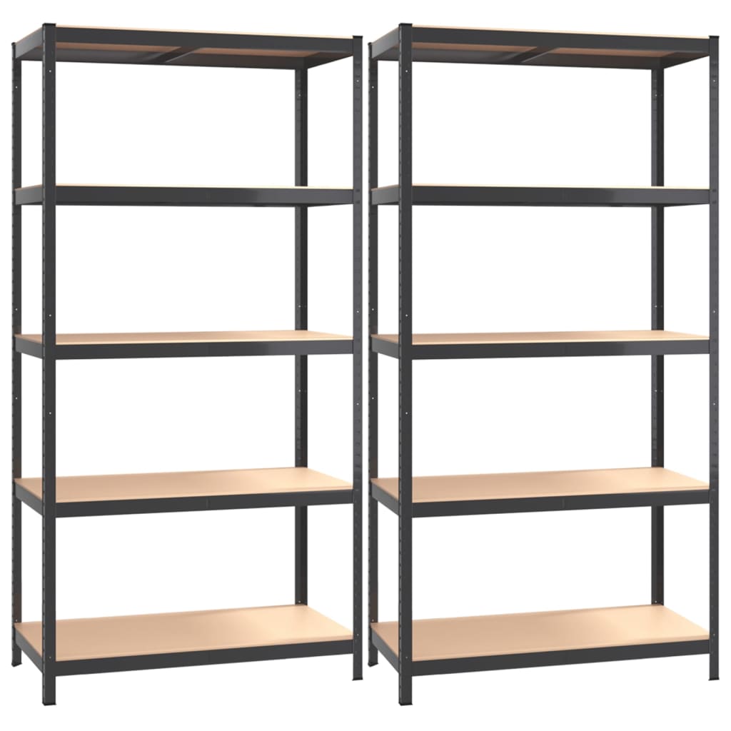 Vidaxl Storage Racks 5-lag 2 st stål behandlet træantracitfarvet