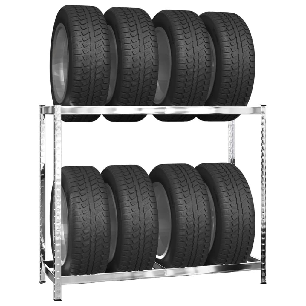 Vidaxl Dæk stativer 2-lag 2 stk 110x40x110 cm stål sølvfarvet