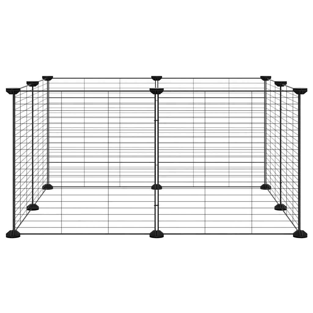 VidaXL dyrebur med 8 paneler, sort, 35x35 cm, stål