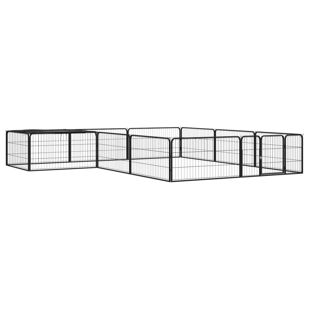 Vidaxxl hundegård 12 paneler 100x50 cm pulverlakeret stål sort