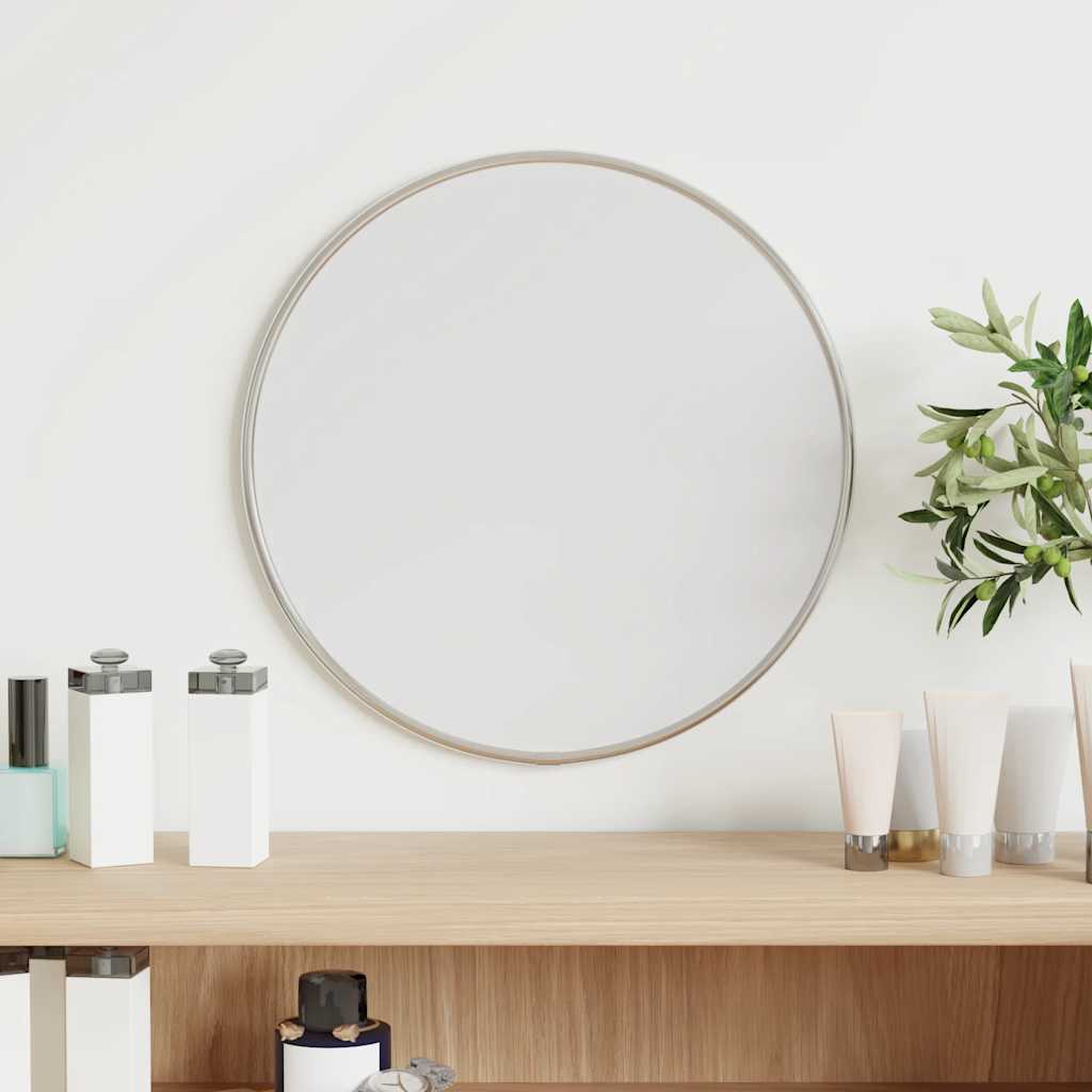 Vidaxl Wall Mirror omkring Ø30 cm sølvfarvet