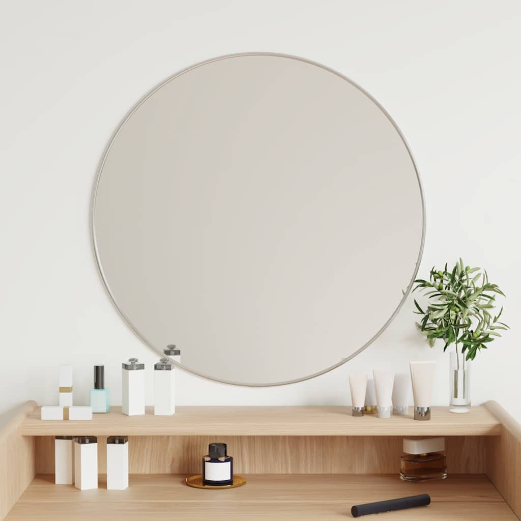 Vidaxl Wall Mirror Round Ø60 cm sølvfarvet