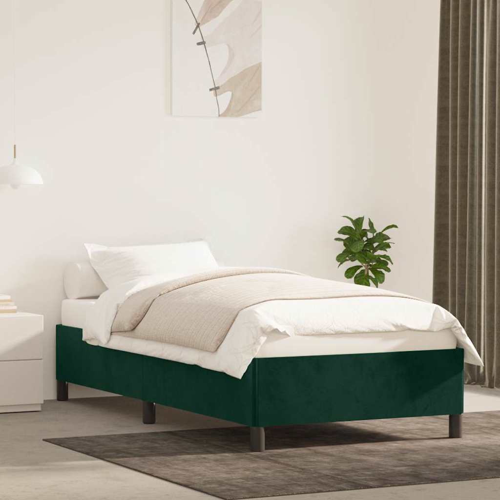 Vidaxl bedframe zonder matras 90x200 cm fluweel donkergroen