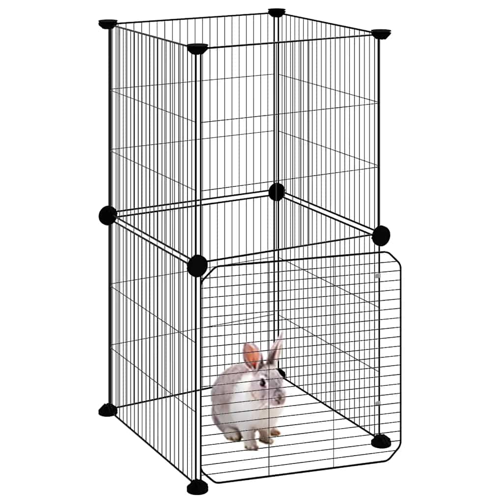 Vidaxl kæledyr bur med dør 8 paneler 35x35 cm stål sort