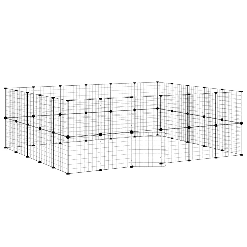 Vidaxxl kæledyrsbur med låge 44 paneler 35x35 cm stål sort