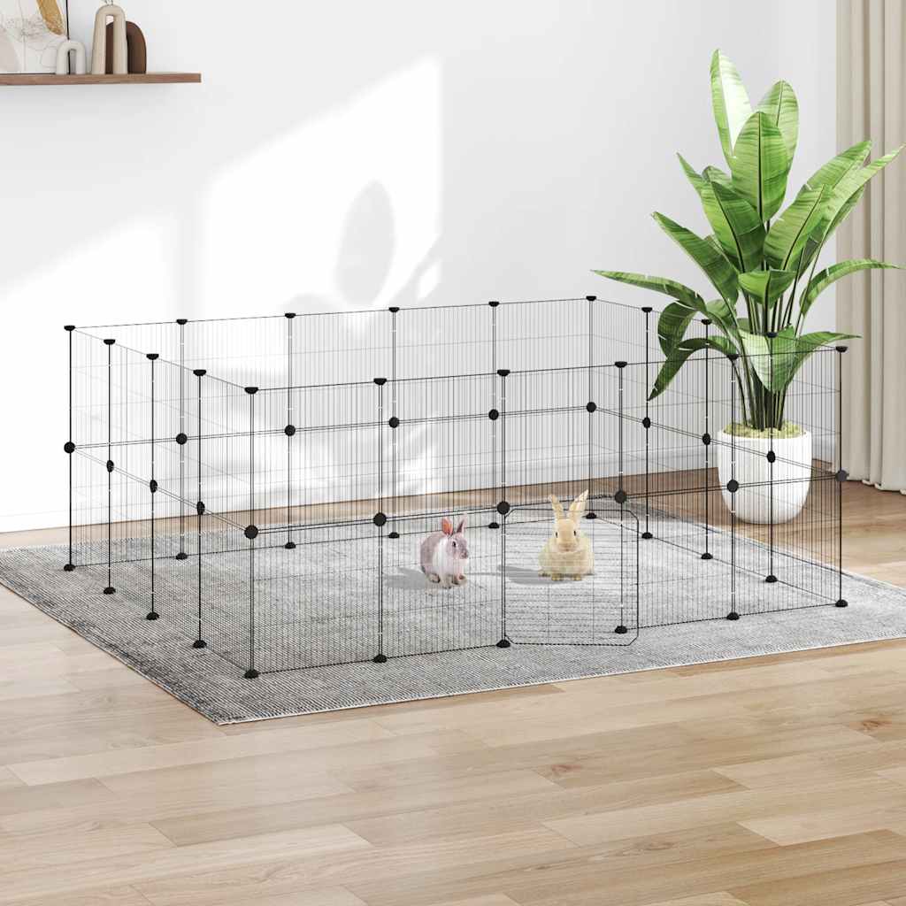 Vidaxxl kæledyrsbur med låge 36 paneler 35x35 cm stål sort