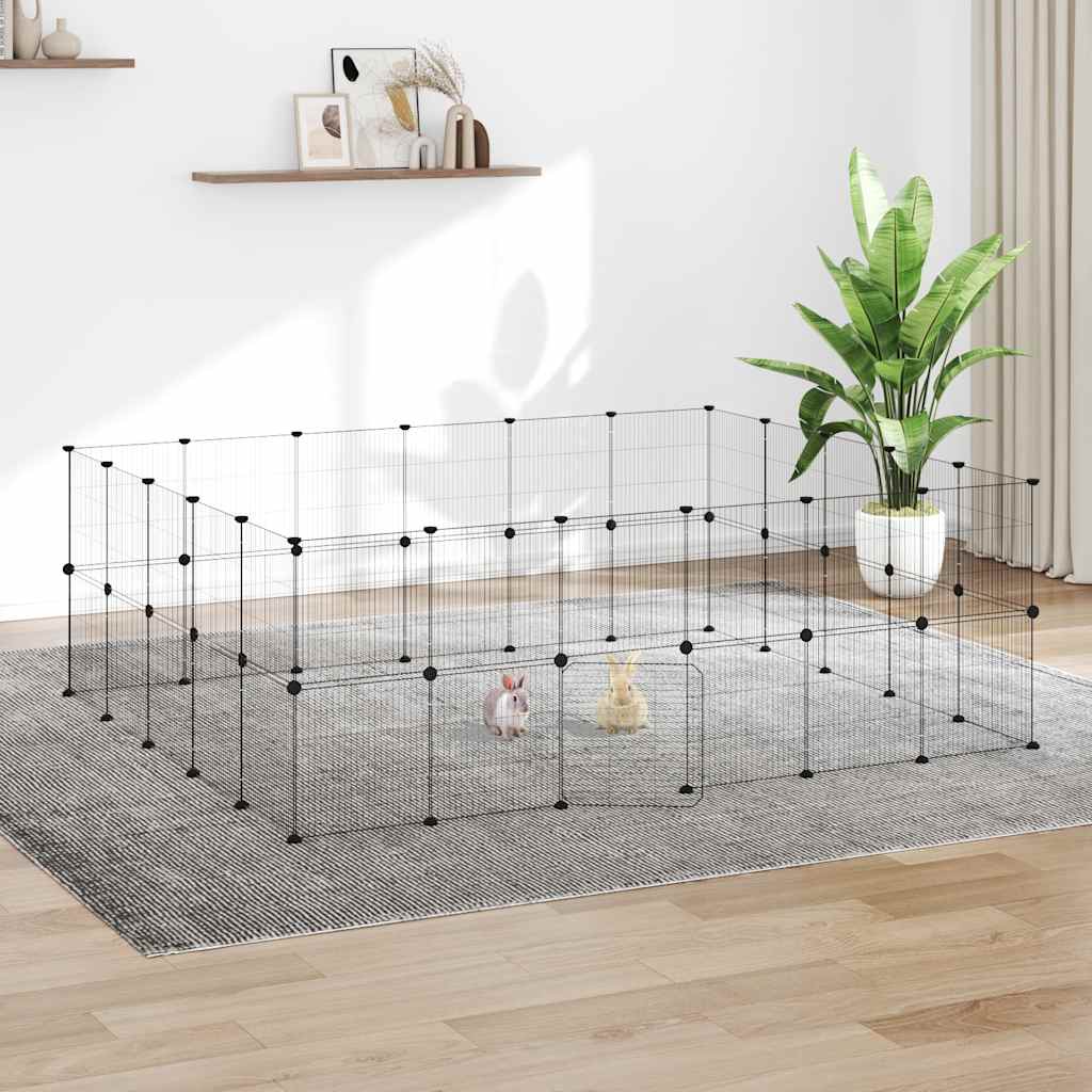 Vidaxxl kæledyrsbur med låge 44 paneler 35x35 cm stål sort
