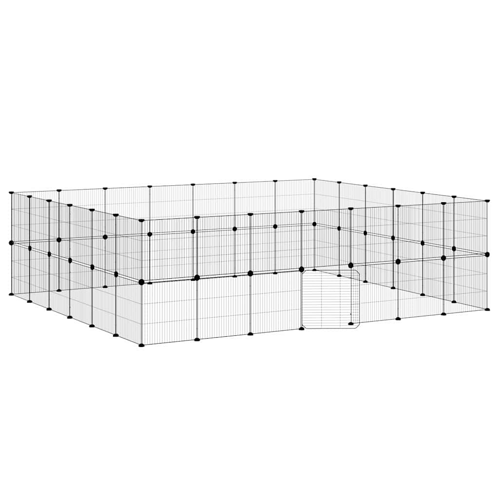 Vidaxxl kæledyrsbur med låge 52 paneler 35x35 cm stål sort